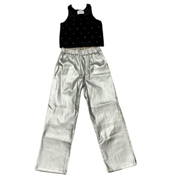 Zara Kids Girls Blue & Silver Pants Set(Size 13-14) - Picture 4 of 13